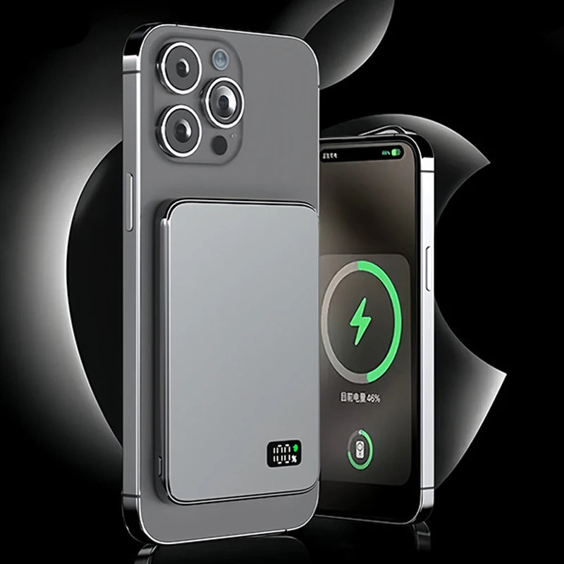 Ultra Thin Power Bank for MagSafe,Magnetic Wireless Fast Charging LED Display Portable Battery For iPhone Samsung Phone Airpods